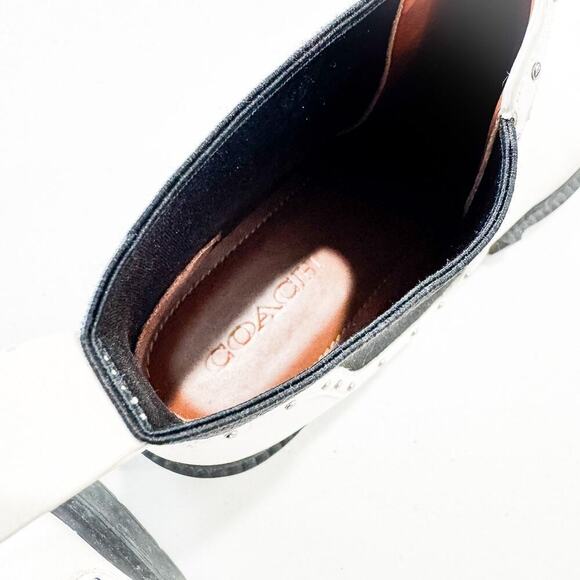 Coach Lory Leather Combat Bootie Slip on Mint Condition White Black Size 10 - Picture 3 of 7